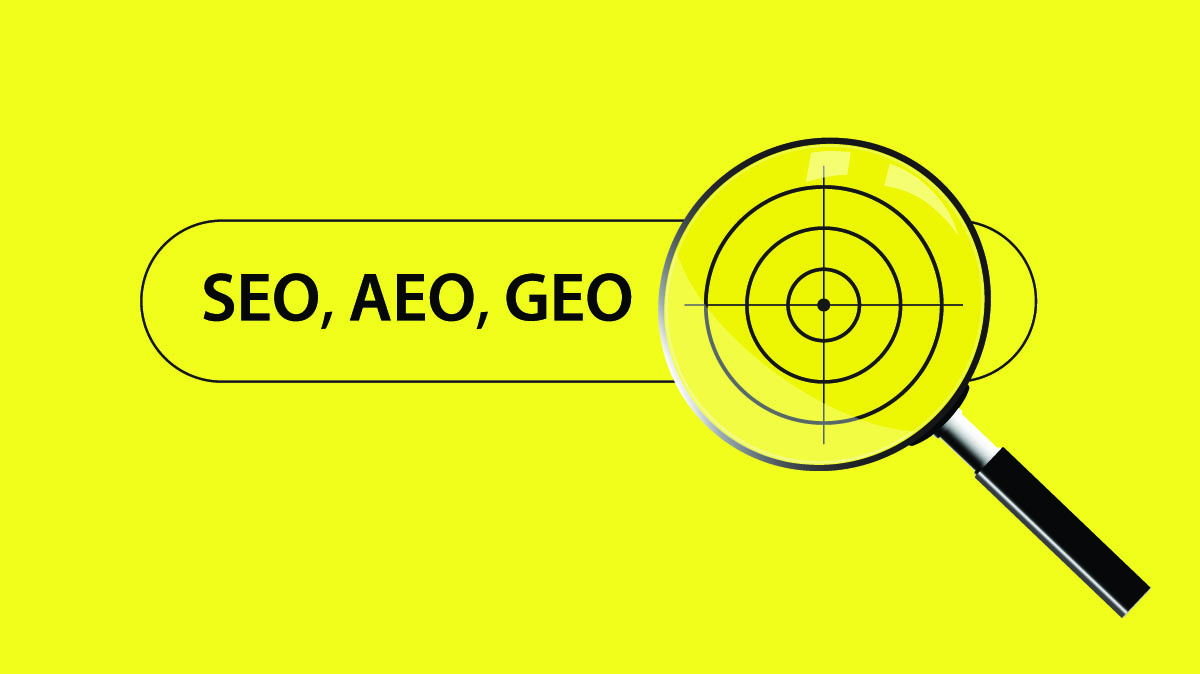 aeo geo seo in search bar with spyglass