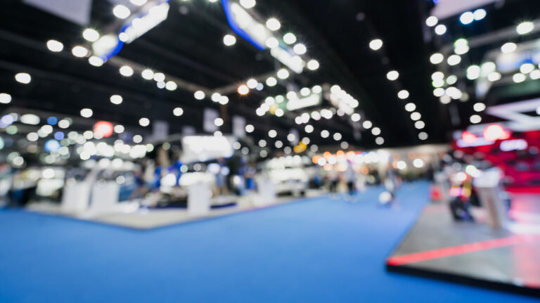 blurry tradeshow floor